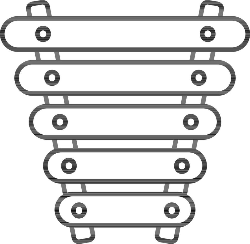 isoliert Xylophon Symbol im schwarz Umriss. vektor