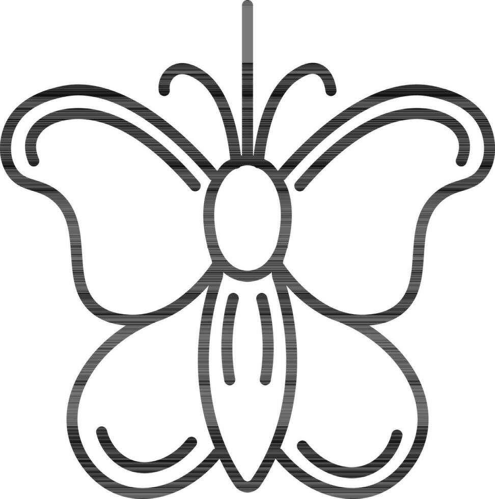 schwarz Linie Kunst Schmetterling Symbol im eben Stil. vektor