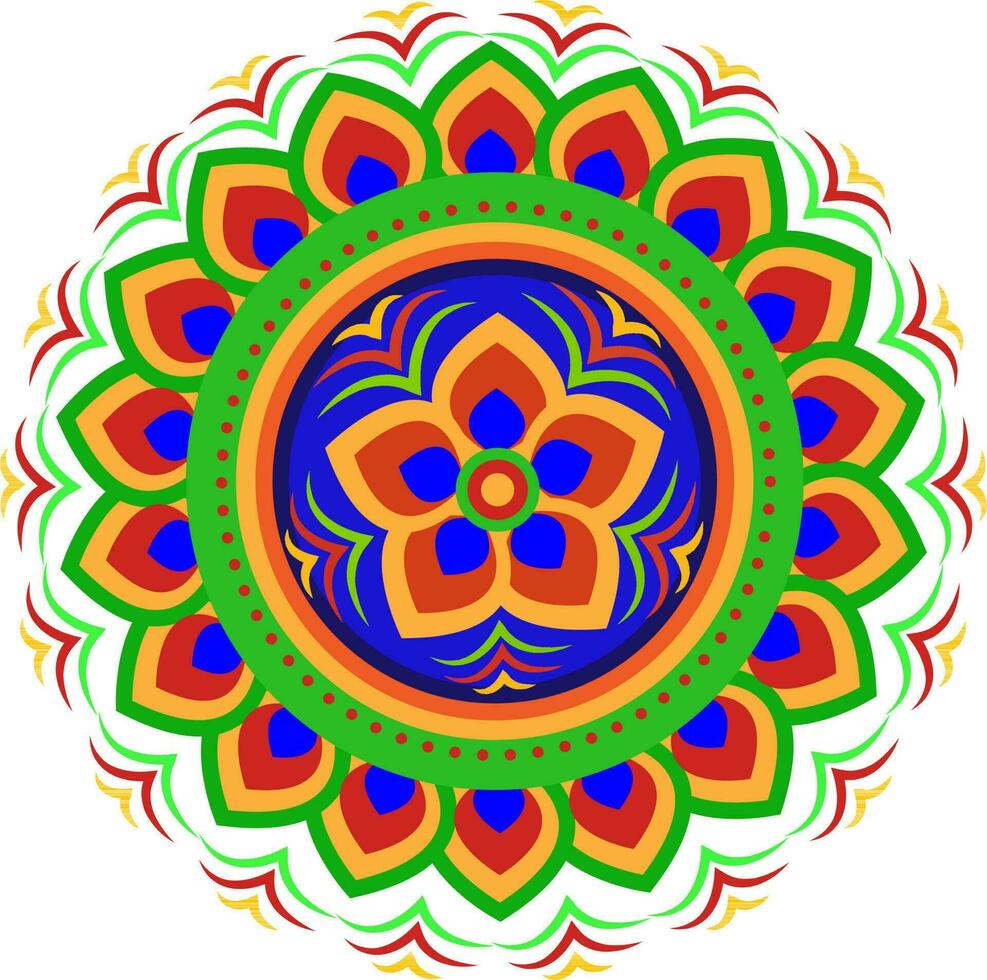 Illustration von bunt Blumen- Mandala Design. vektor