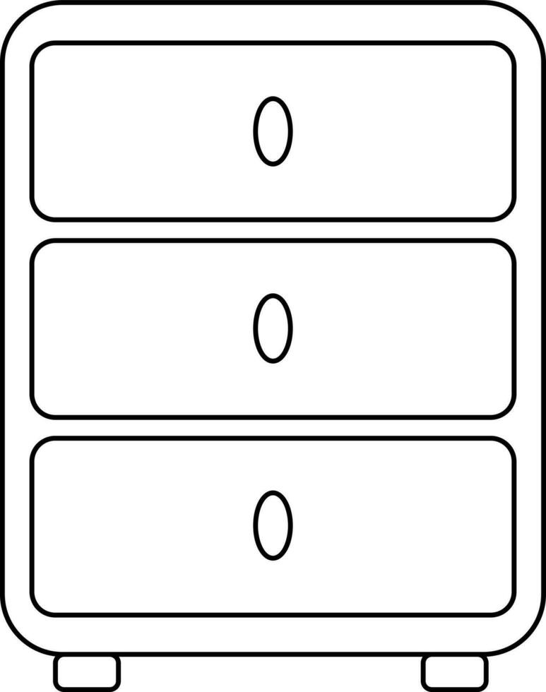 Schublade Symbol mit im Haushalt Konzept mit Schlaganfall Stil. vektor