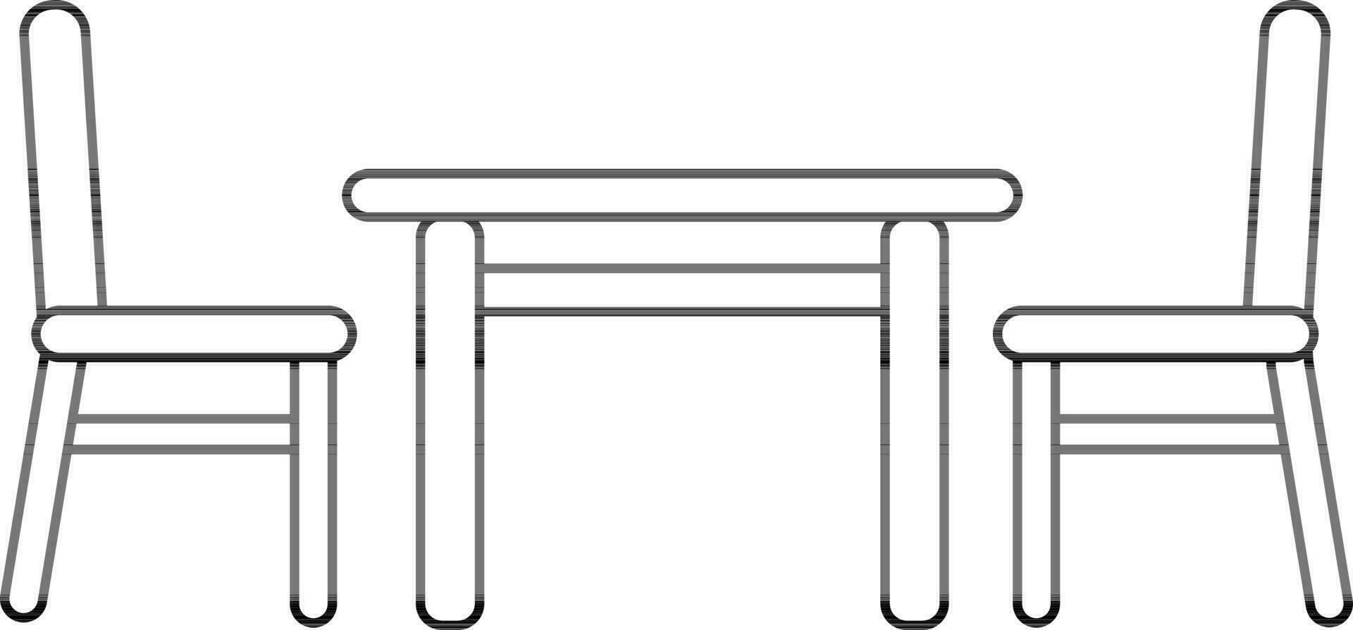 Essen Tabelle Symbol mit Stuhl im Schlaganfall Stil. vektor