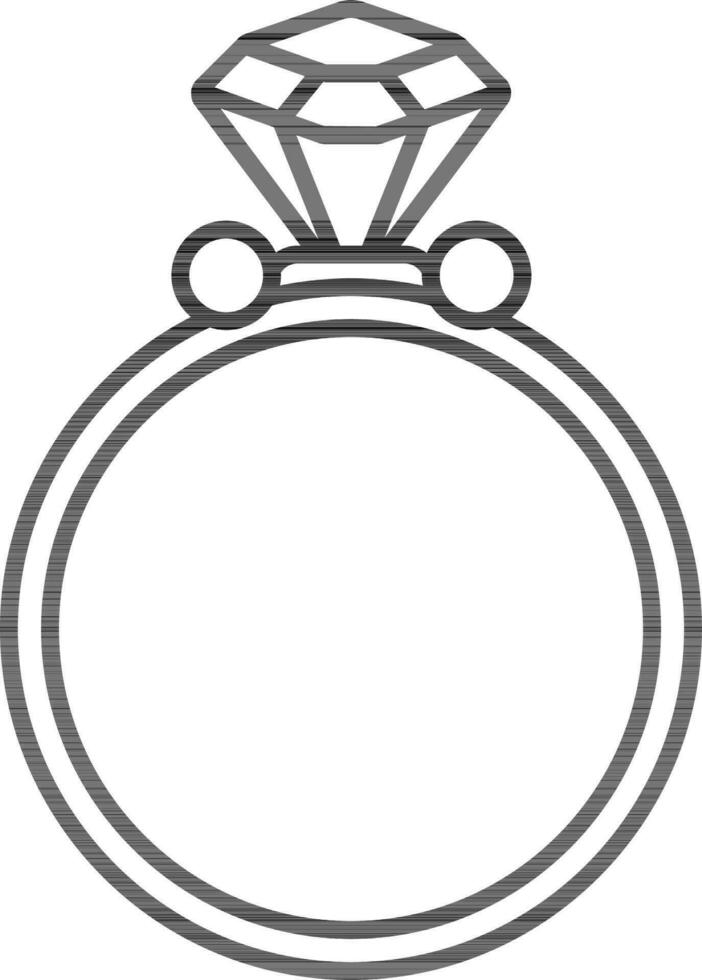 diamant ringa ikon i svart stroke stil. vektor