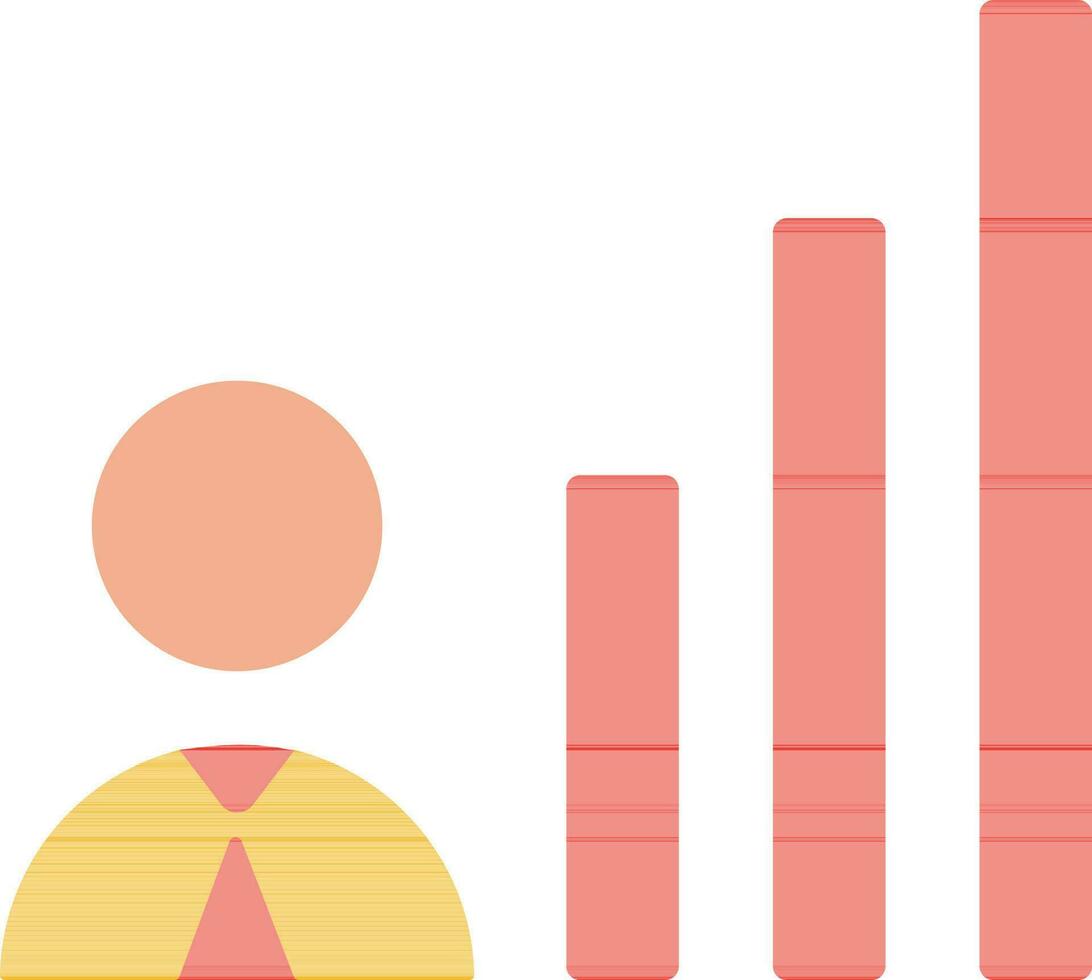 Mann mit Bar Graph auf Weiß Hintergrund. vektor