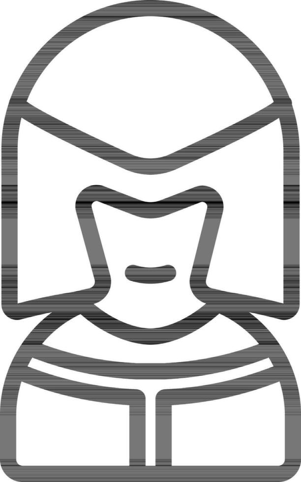 riddare hjälm eller klädsel ikon i svart översikt. vektor