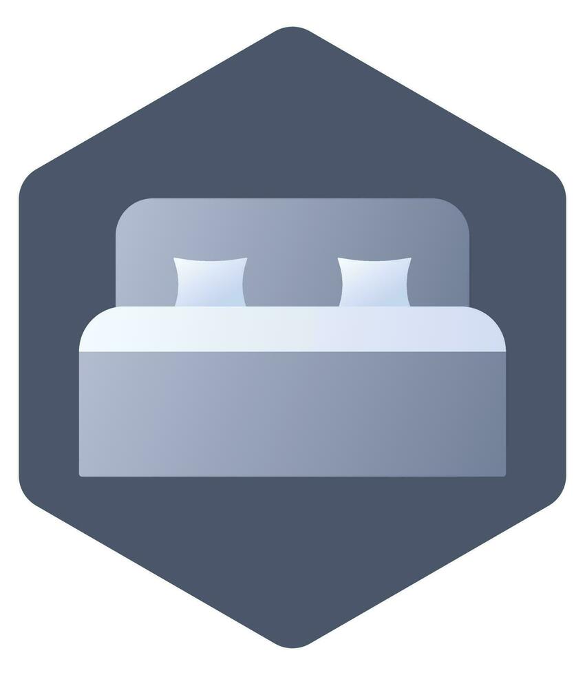 platt stil dubbel- säng ikon isolerat i blå bakgrund. vektor