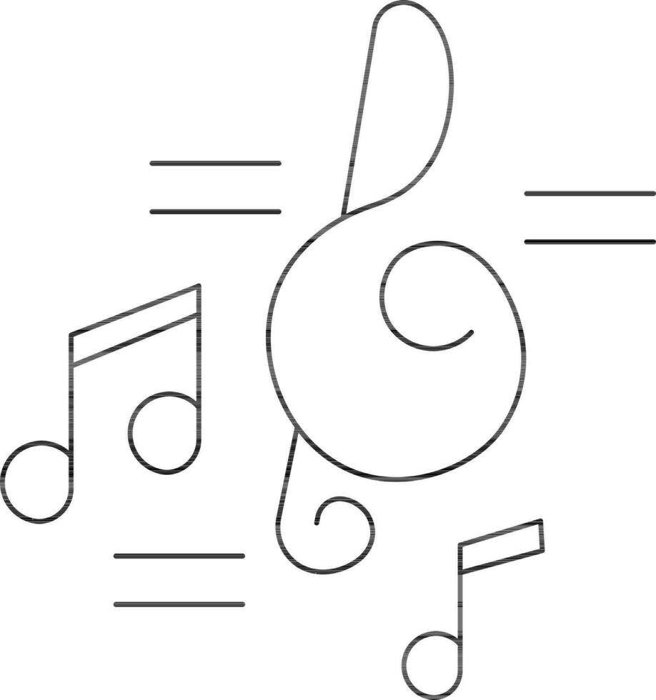 Musik- Hinweis Symbol im schwarz Linie Kunst. vektor