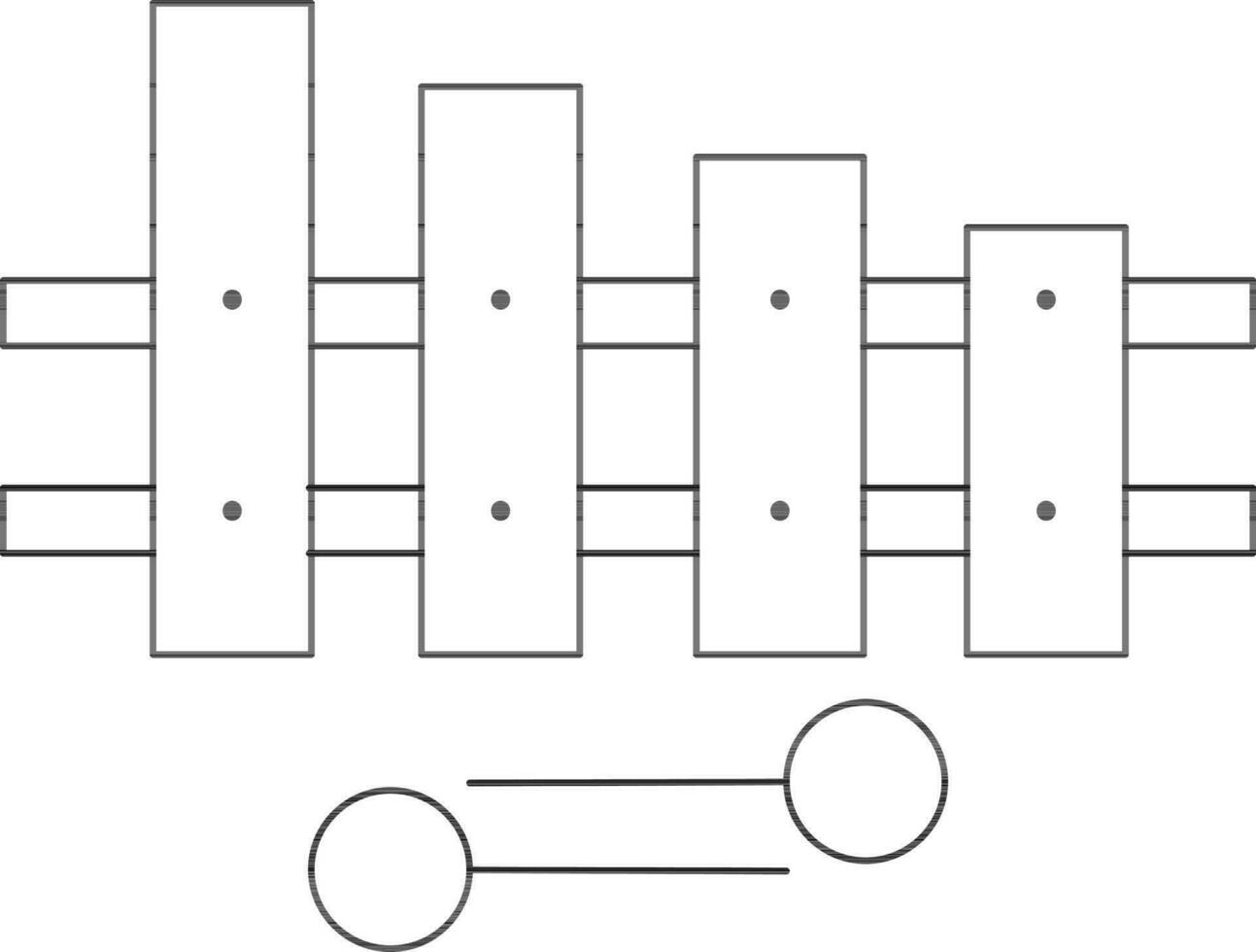 xylofon ikon i svart linje konst. vektor