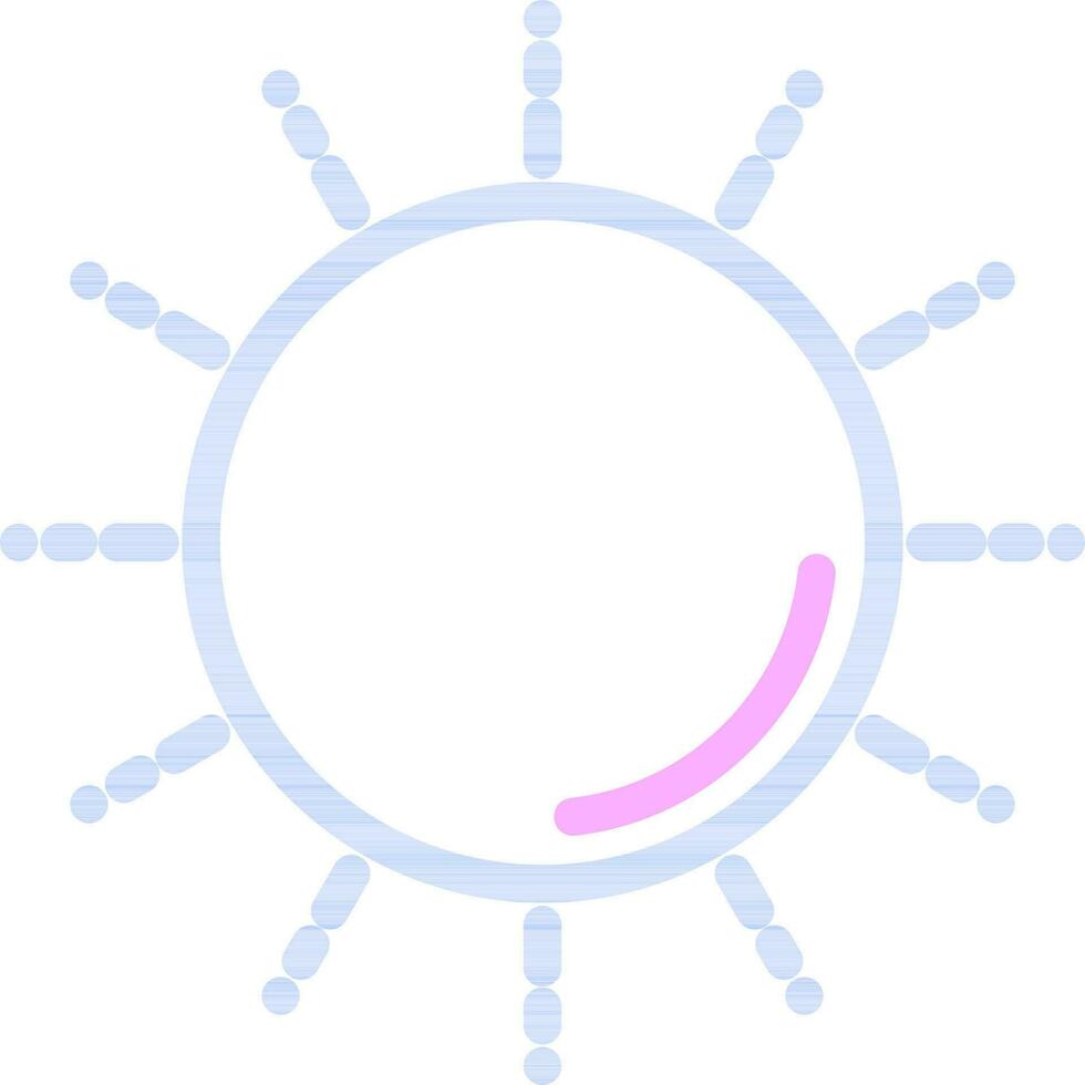 Sol ikon i blå översikt. vektor