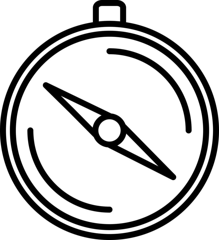 isolerat kompass ikon i svart linje konst. vektor