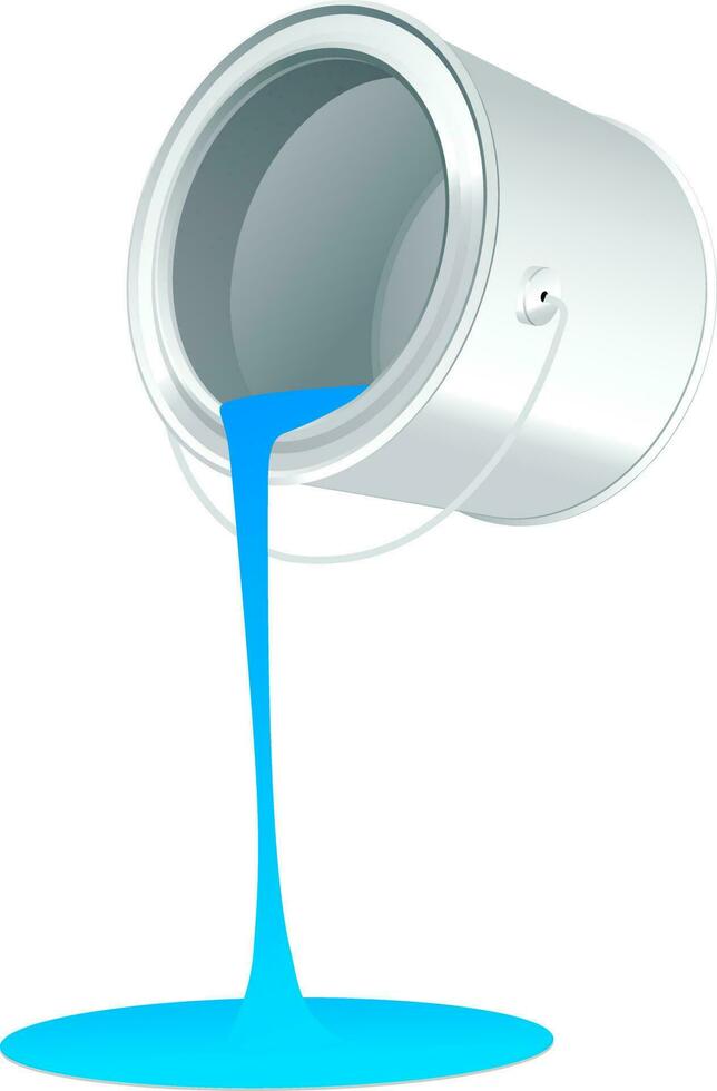 skinande blå Färg spillts från tenn hink. vektor