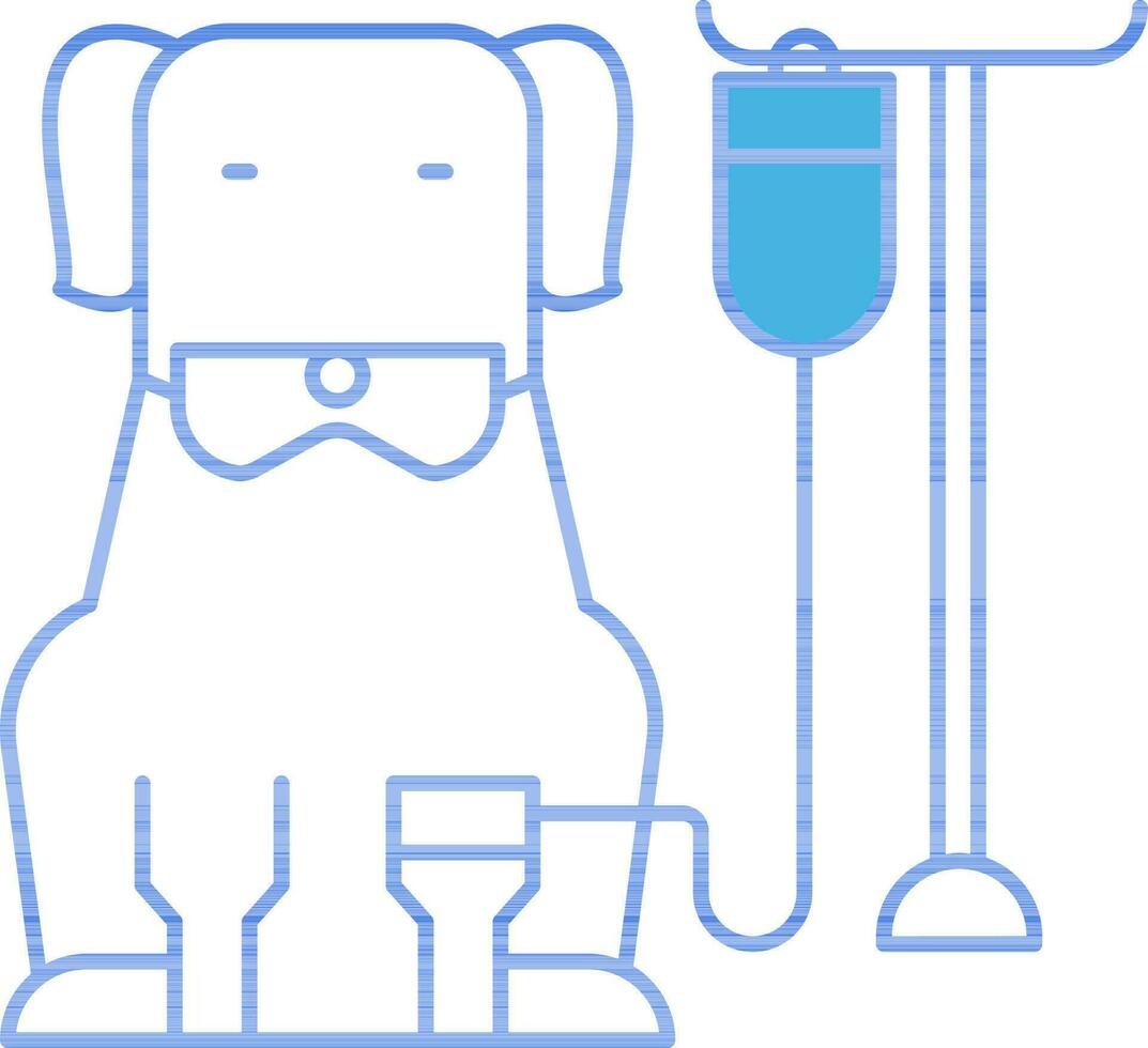 Hund intravenös Therapie Symbol im Blau Linie Kunst. vektor