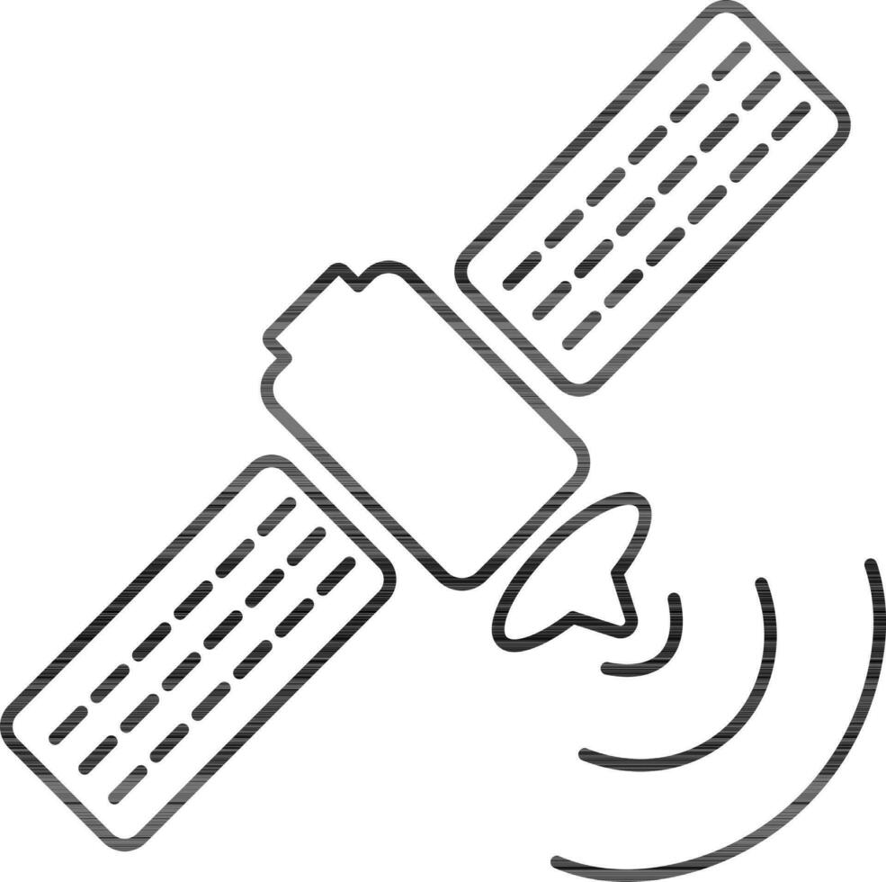 Linie Kunst, Satellit Antenne Symbol im eben Stil. vektor