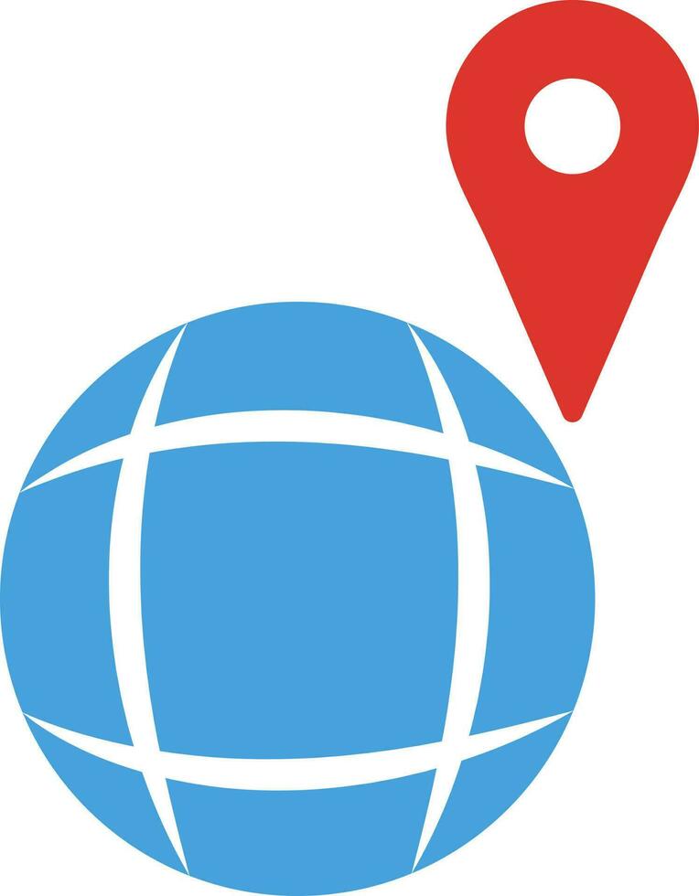 Globus Symbol mit Karte Stift im eben Stil. vektor