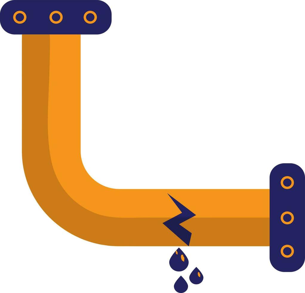 läckage vatten rör linje i blå och gul Färg. vektor