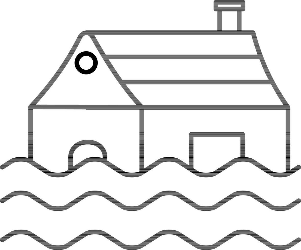linje konst illustration av översvämning hus ikon. vektor
