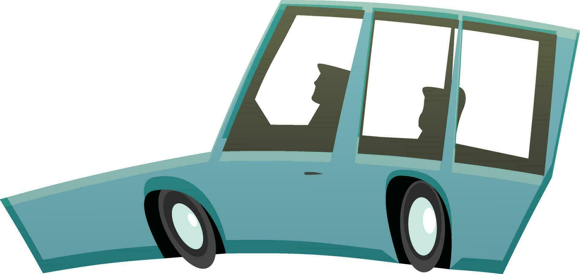 zwei Charakter im ein Karikatur Wagen. vektor