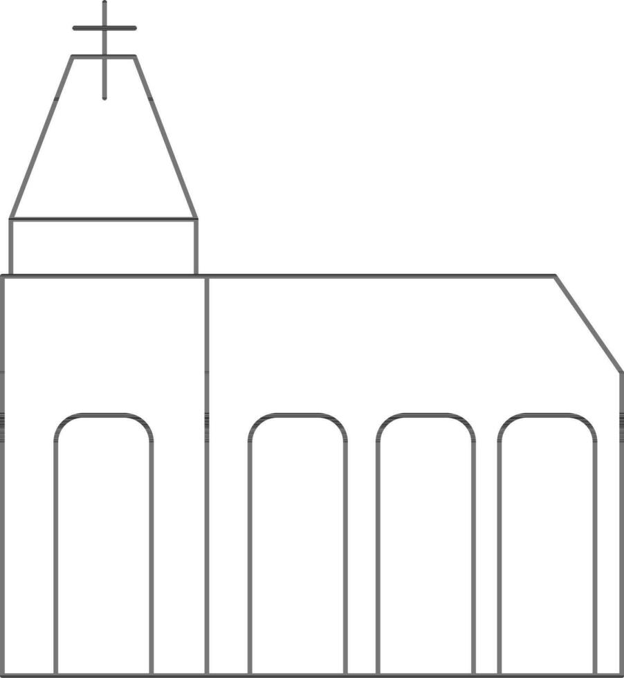 kyrka eller kloster ikon i svart linje konst. vektor