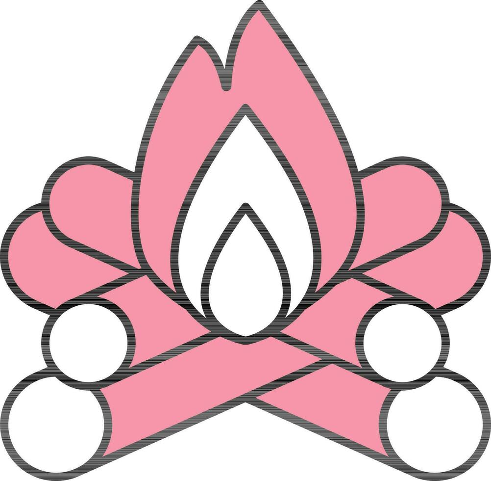 bål ikon eller symbol i rosa Färg. vektor