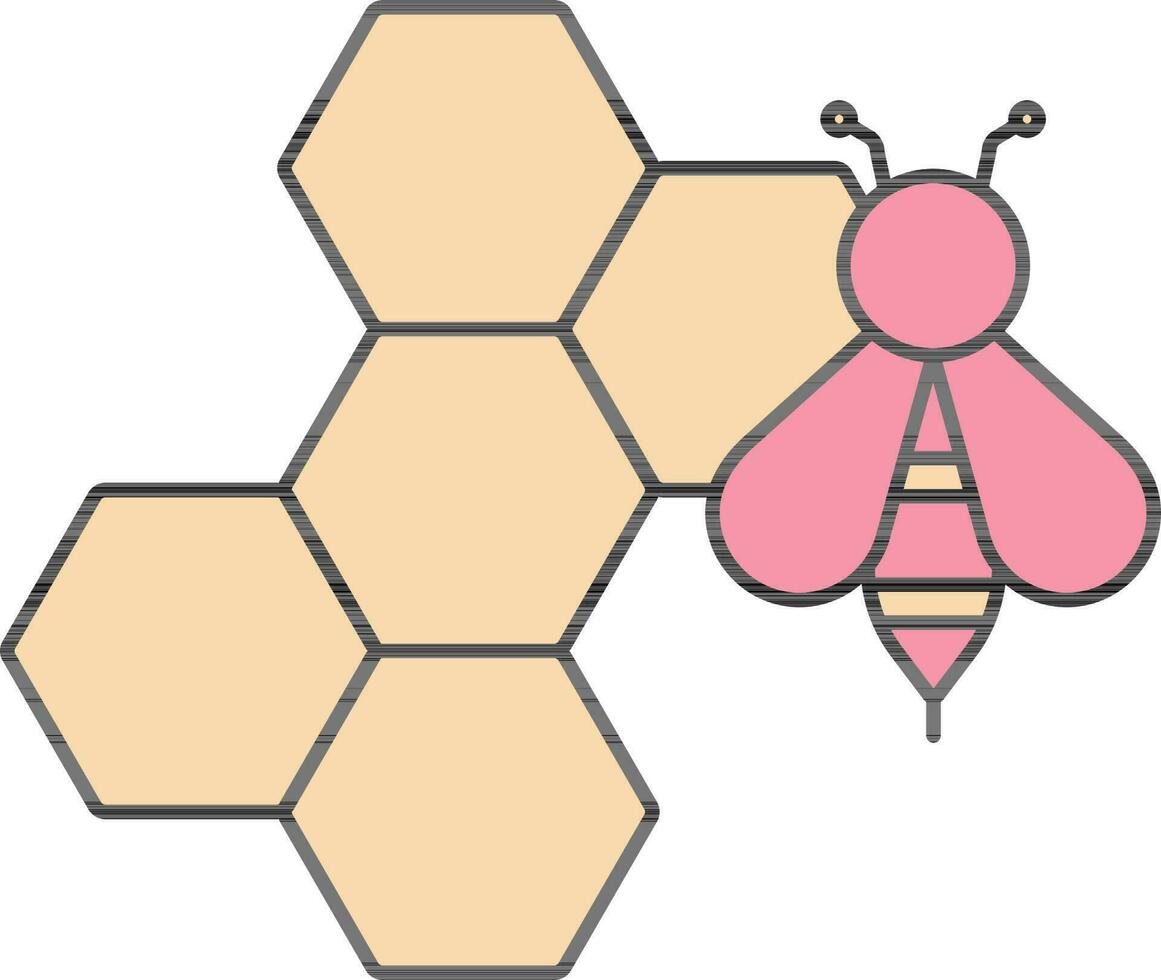 honung bi netto ikon i persika gul och rosa Färg. vektor