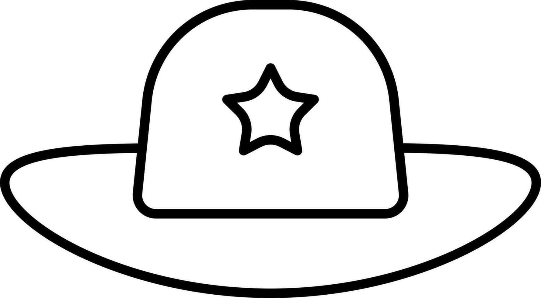 Illustration von Star auf Fedora Hut Symbol im schwarz Umriss. vektor