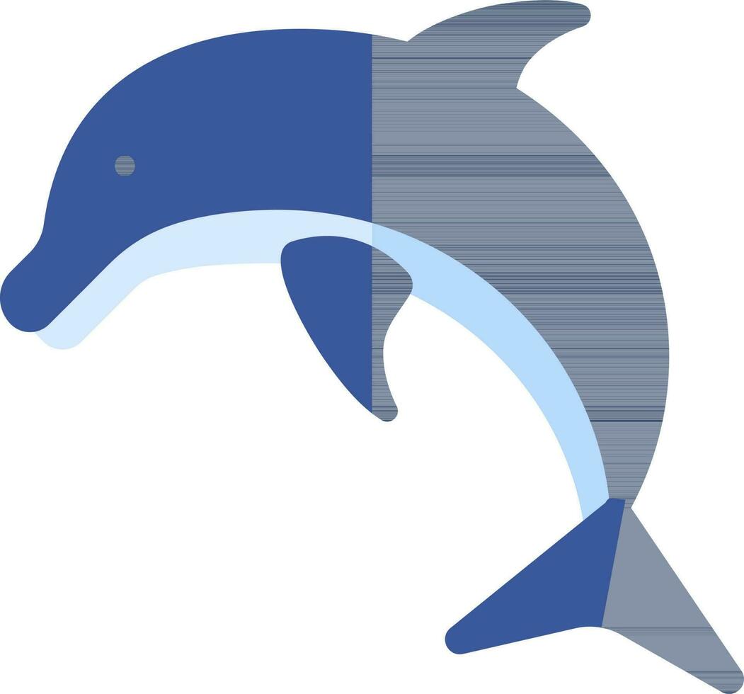 eben Stil Delfin Symbol im Blau Farbe. vektor