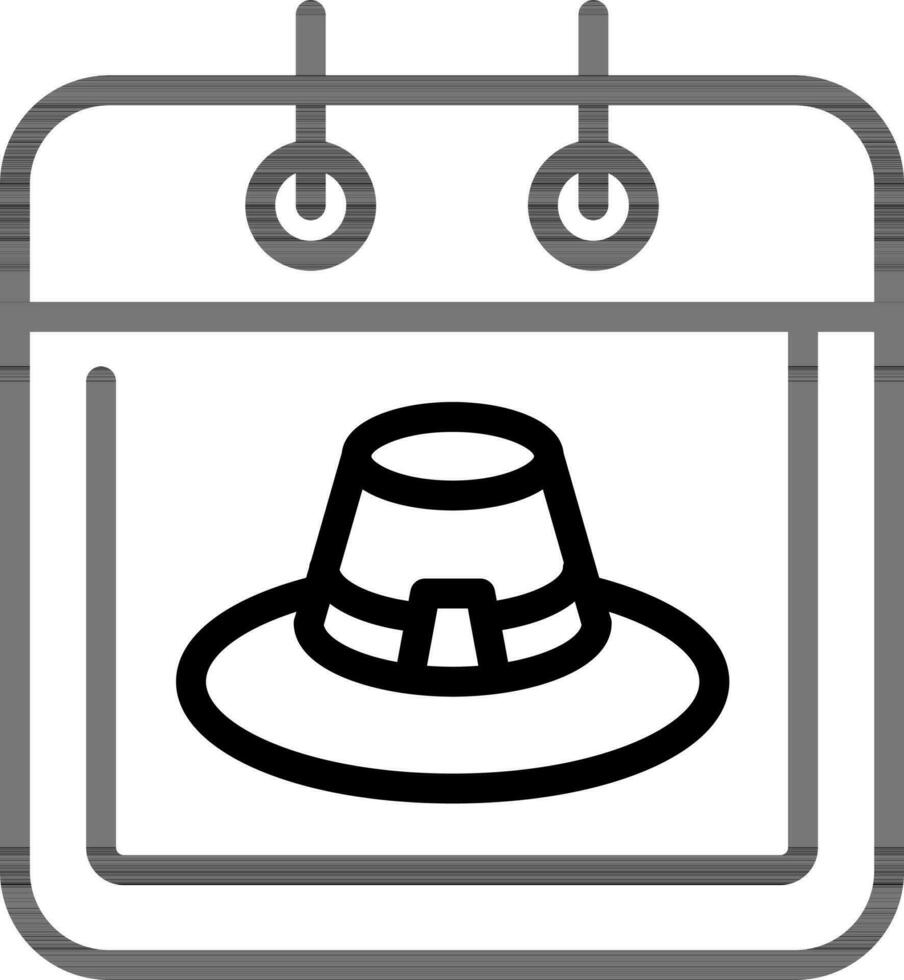Pilger Hut auf Kalender Symbol im Linie Kunst. vektor