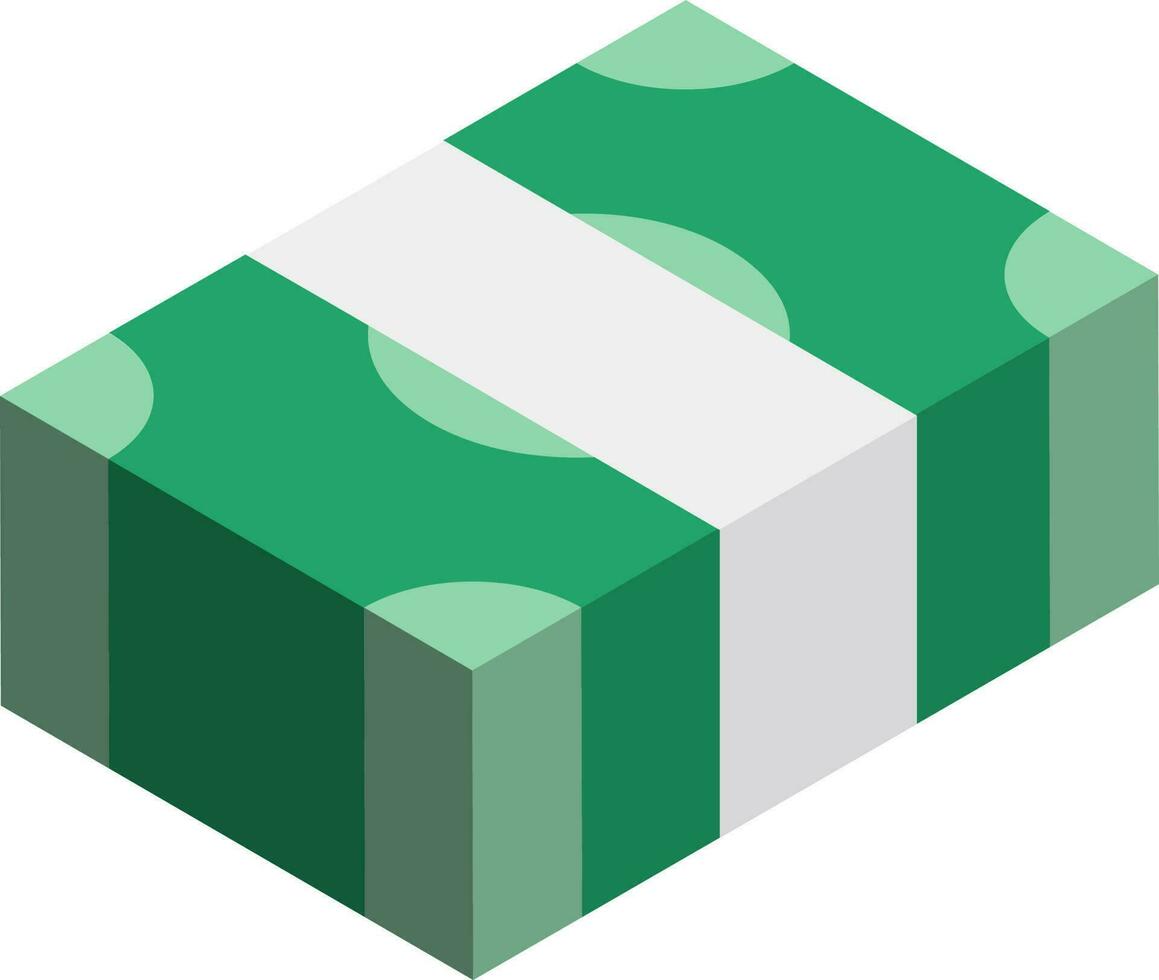 3d illustration av sedel pengar stack ikon i grön och vit Färg. vektor