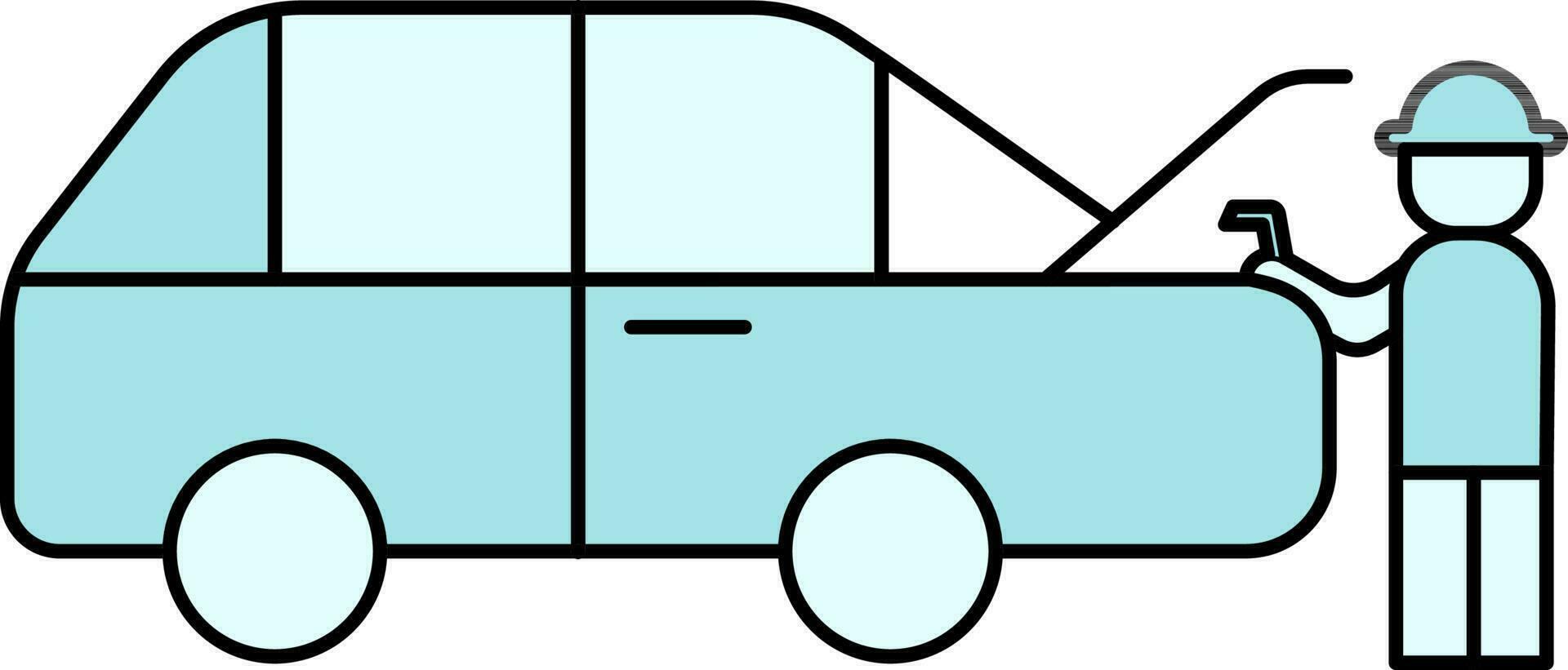 Auto oder Auto Reparatur Mechaniker Symbol im eben Stil. vektor