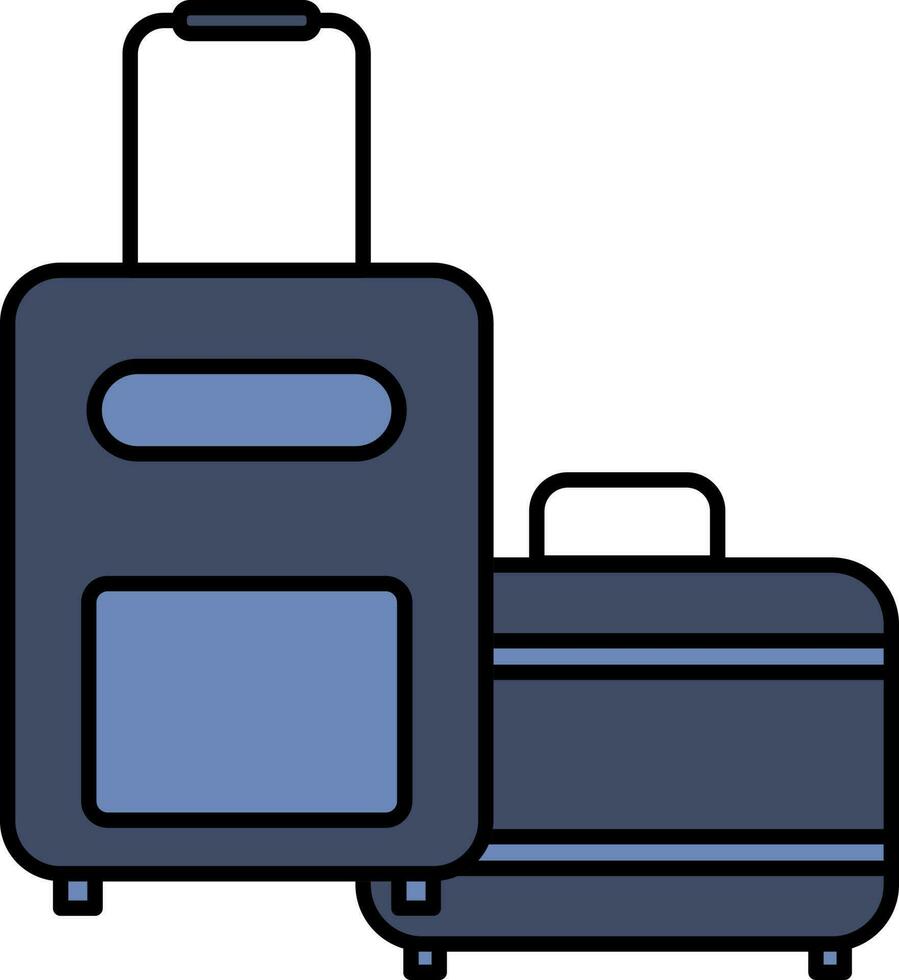 eben Stil Gepäck oder Koffer Symbol im Blau Farbe. vektor