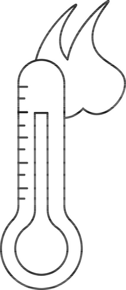 brand med termometer ikon i svart översikt. vektor