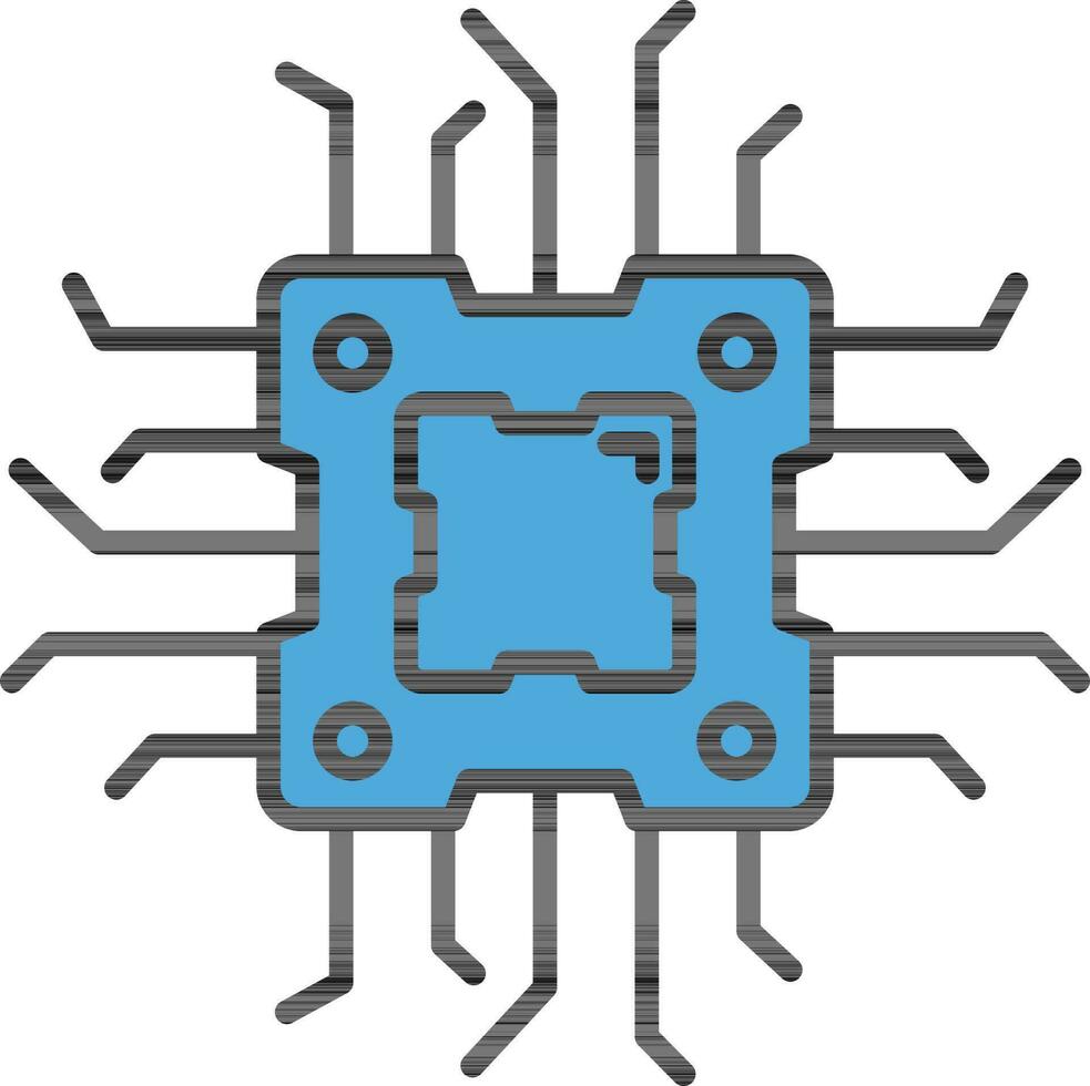 eben Stil Mikrochip Symbol im Blau Farbe. vektor