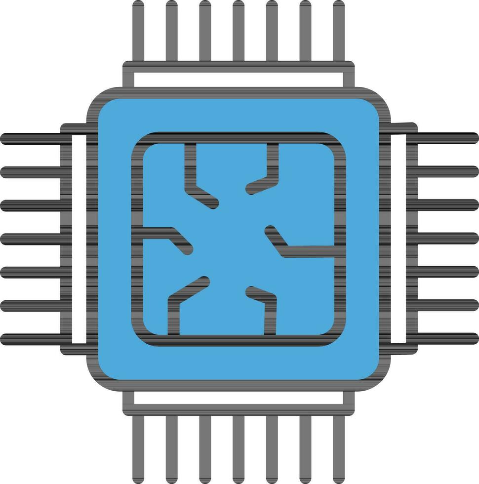 Prozessor Chip Symbol im Blau Farbe. vektor