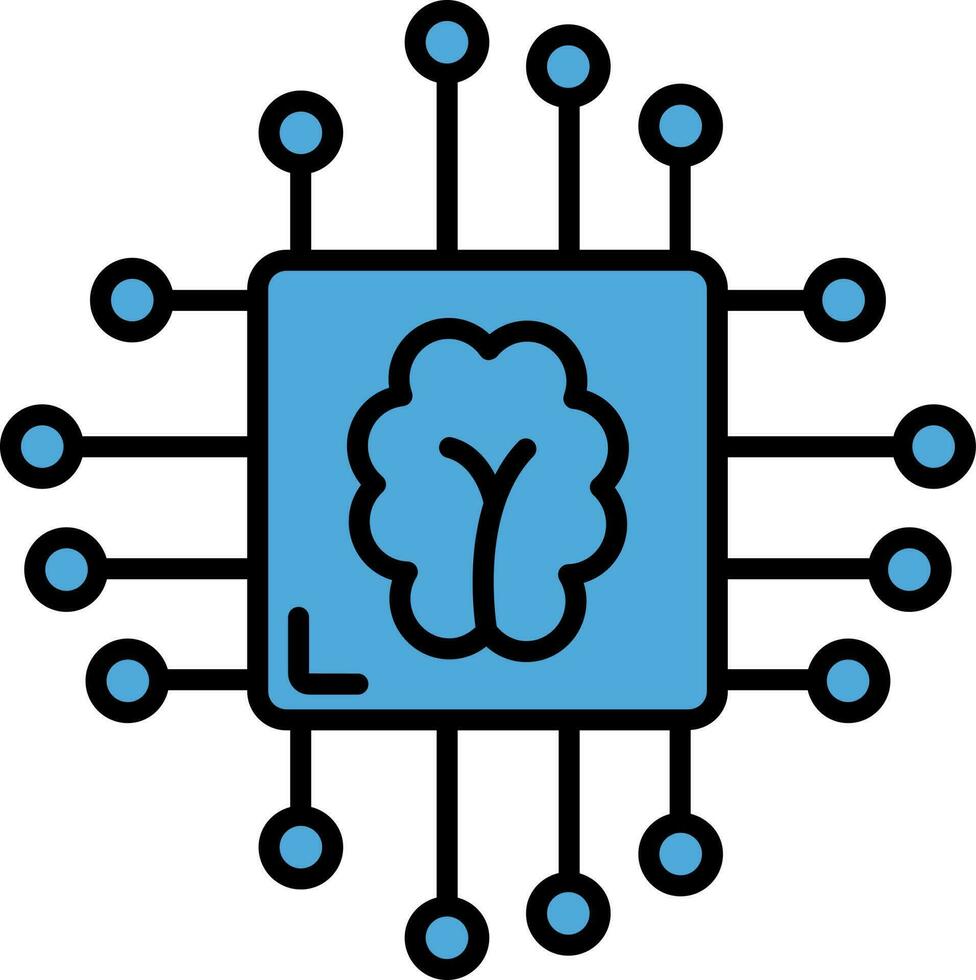 künstlich Intelligenz oder Gehirn Chip Symbol im Blau Farbe. vektor