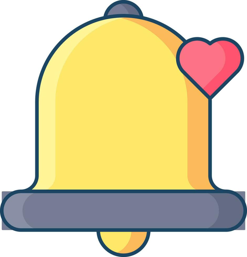isolerat gul klocka med hjärta ikon i platt stil. vektor