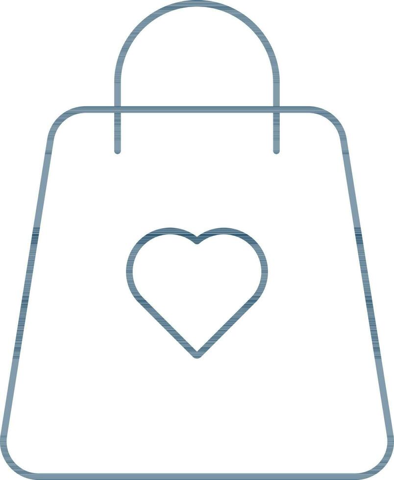 illustration av handla väska med hjärta ikon i blå Färg. vektor