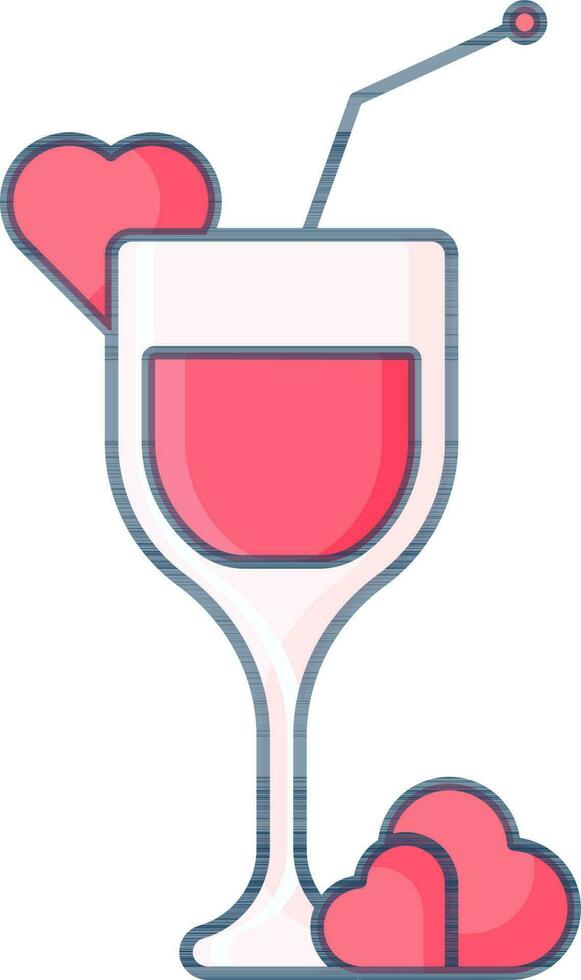 vektor illustration av kärlek dryck glas med sugrör ikon i platt stil.