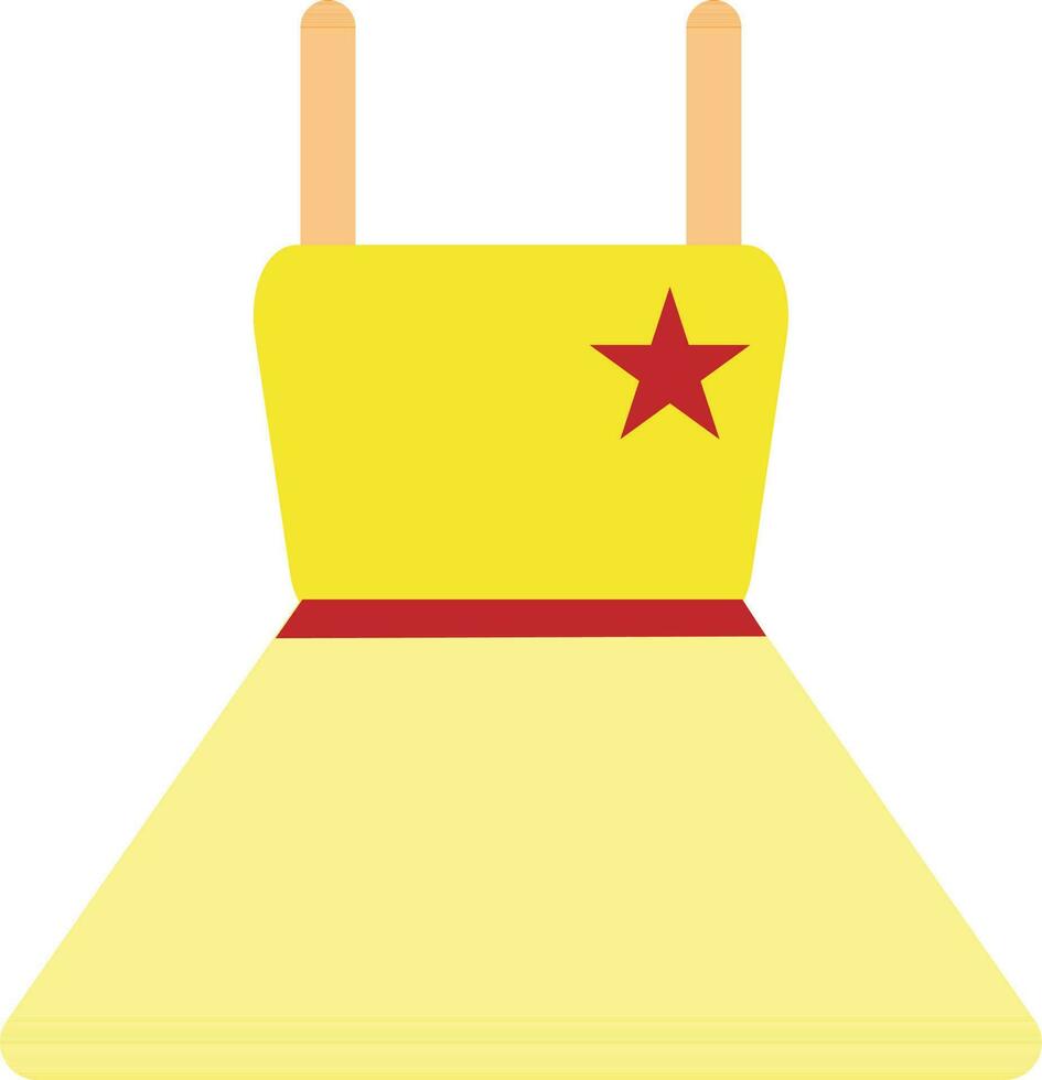 Gelb Kleid dekoriert mit rot Stern. vektor