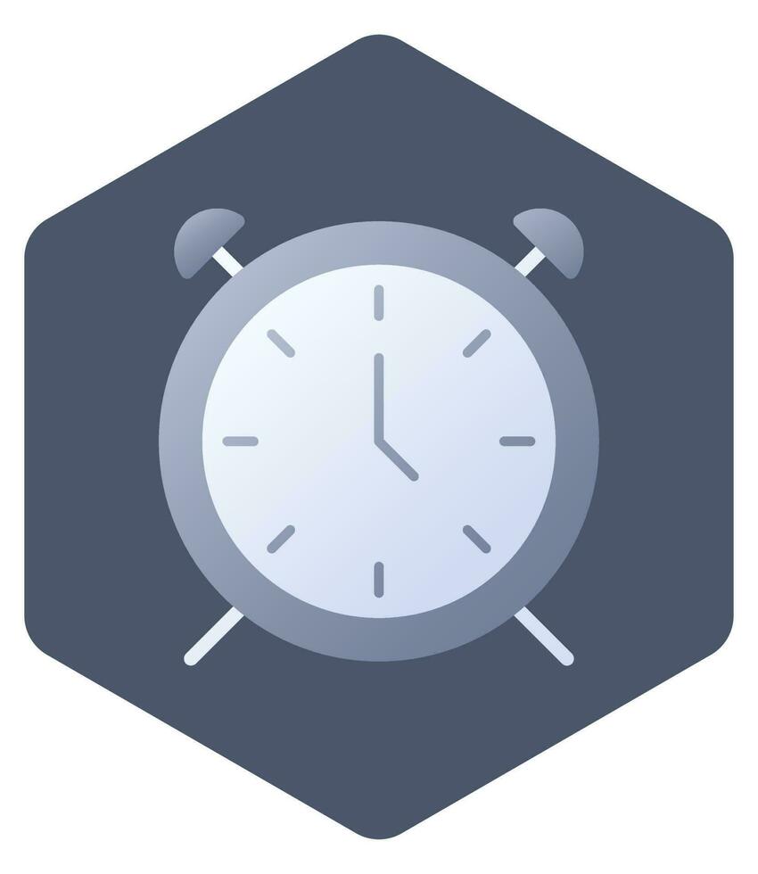Alarm Uhr Symbol oder Symbol isoliert auf sechseckig Form. vektor