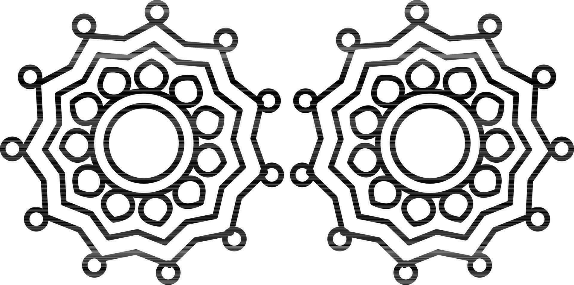 Blumen- oder Mandala Muster einstellen Symbol im schwarz Linie Kunst. vektor