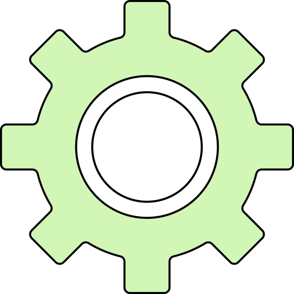 platt stil miljö eller kugghjul ikon i vit och grön Färg. vektor