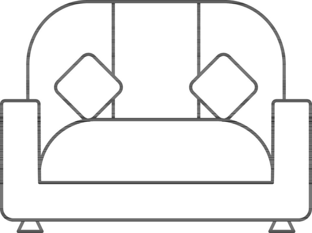 Illustration von Sofa Symbol oder Couch im schwarz Linie Kunst. vektor