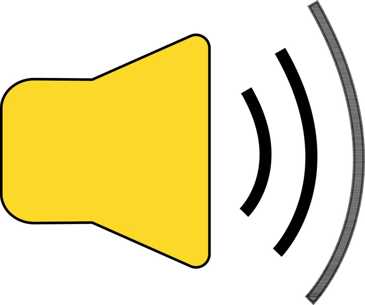Gelb Megaphon mit schwarz Strahlen auf Weiß Hintergrund. vektor