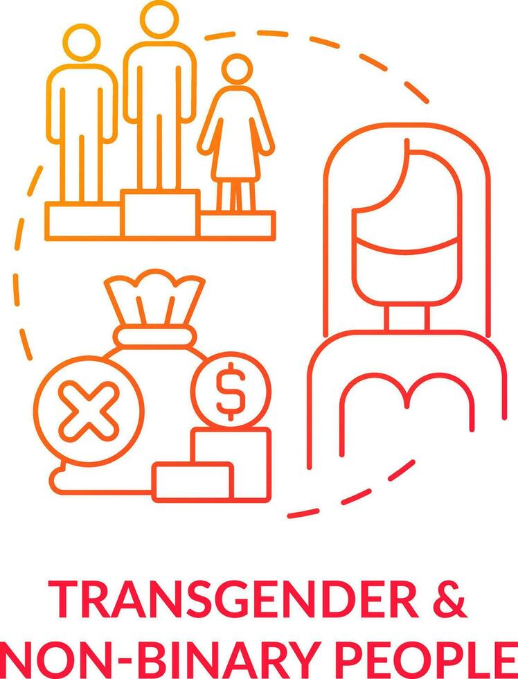 Transgender und nicht binär Menschen rot Gradient Konzept Symbol. Genderfluid Einzelpersonen. anders Barrieren gegenüber abstrakt Idee dünn Linie Illustration. isoliert Gliederung Zeichnung vektor