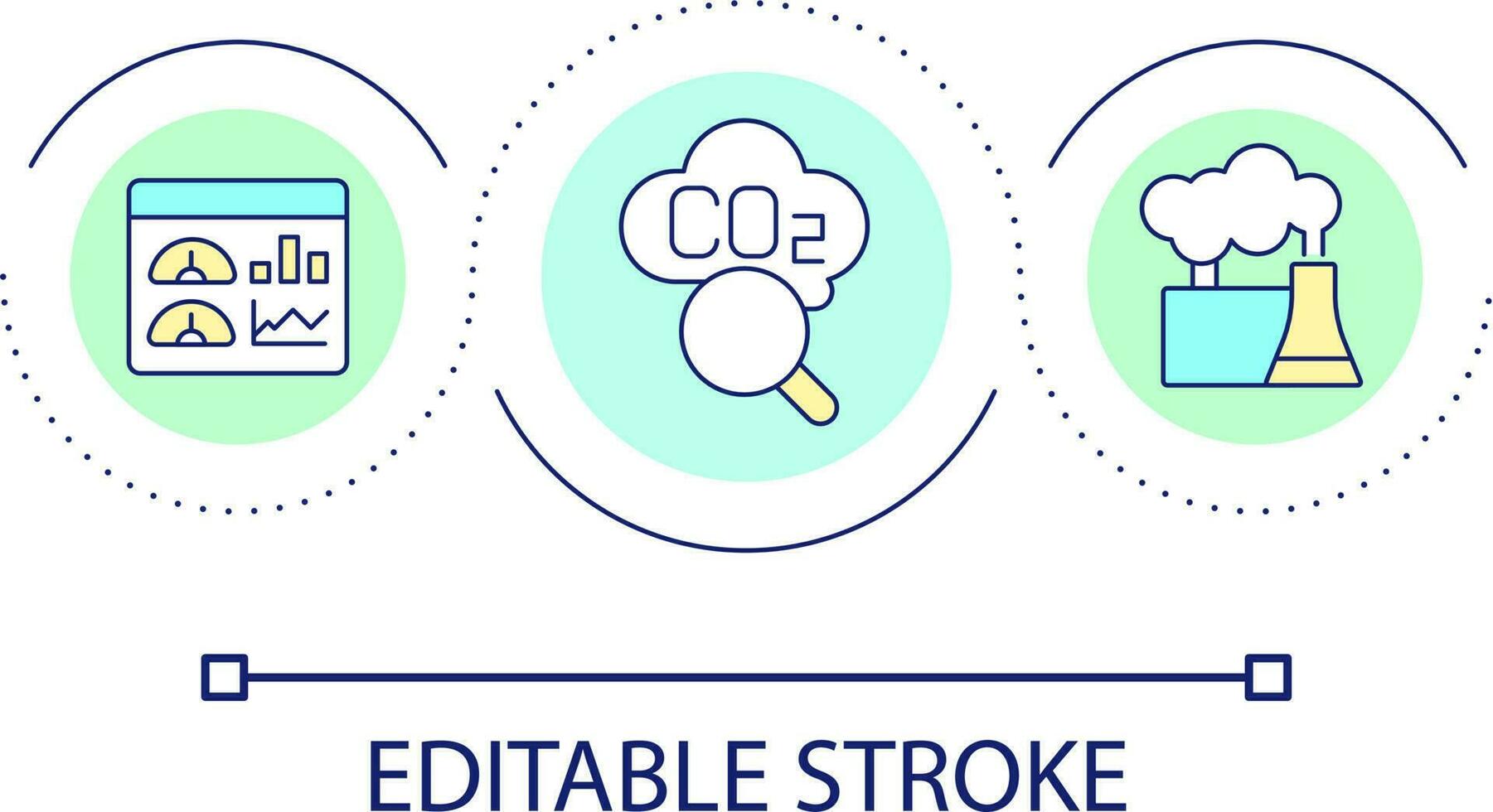 vetenskaplig forskning av kol föroreningar slinga begrepp ikon. co2 spridning i atmosfär. industri abstrakt aning tunn linje illustration. isolerat översikt teckning. redigerbar stroke vektor