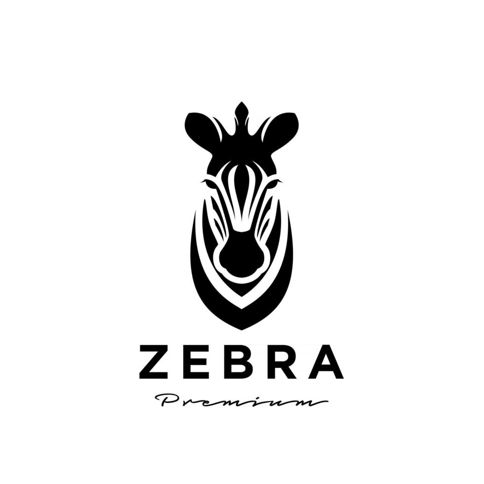 premium zebra huvud vektor logo ikon design