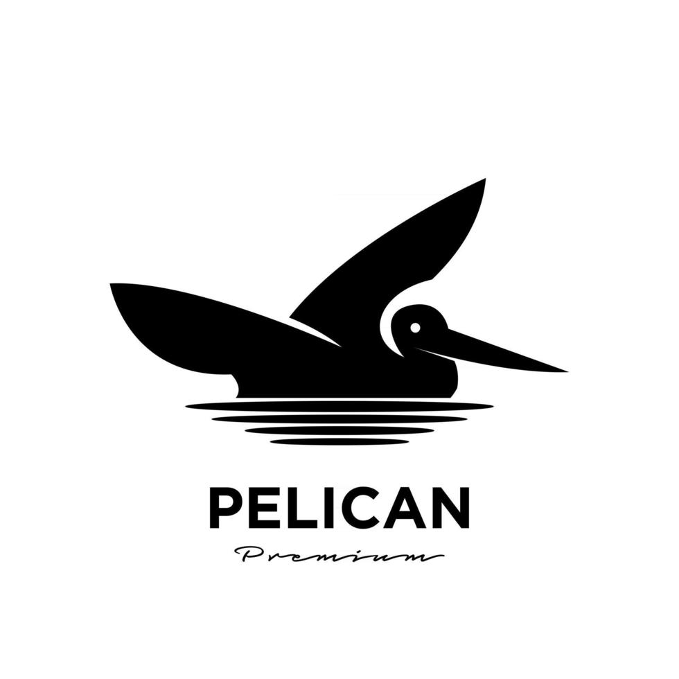 simning svart pelikan vektor logo ikon illustration isolerade bakgrund