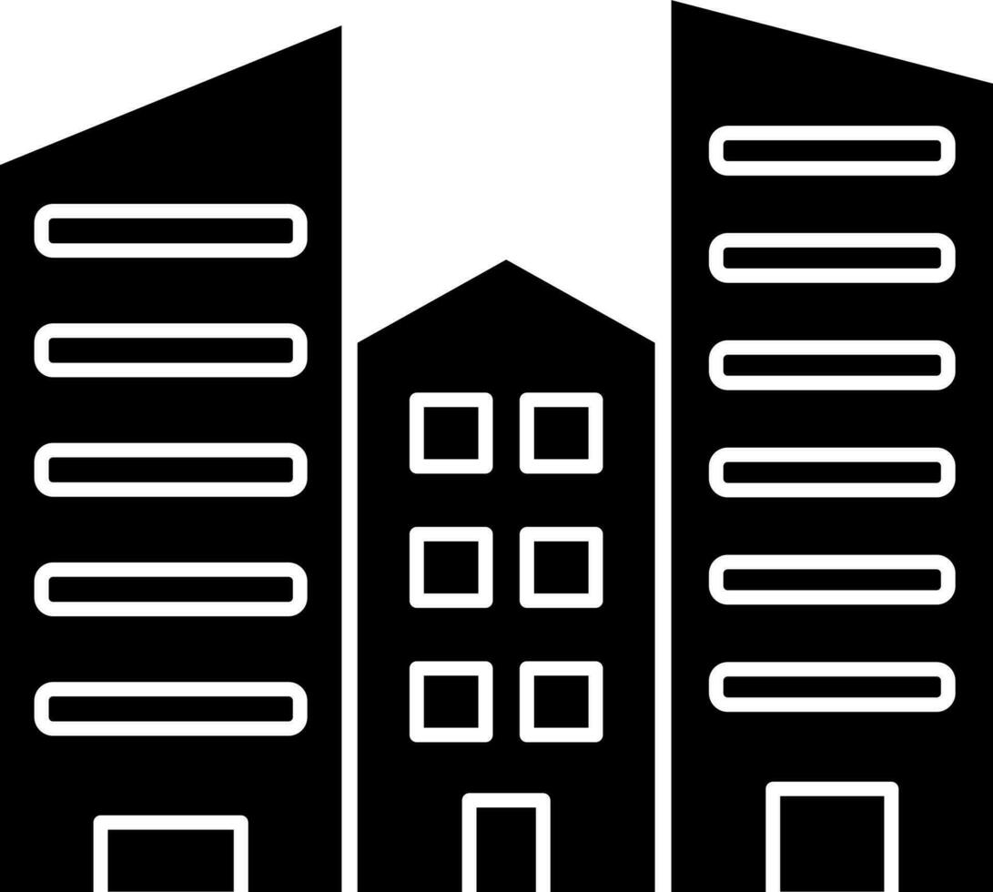 byggnad eller lägenhet ikon i svart och vit Färg. vektor