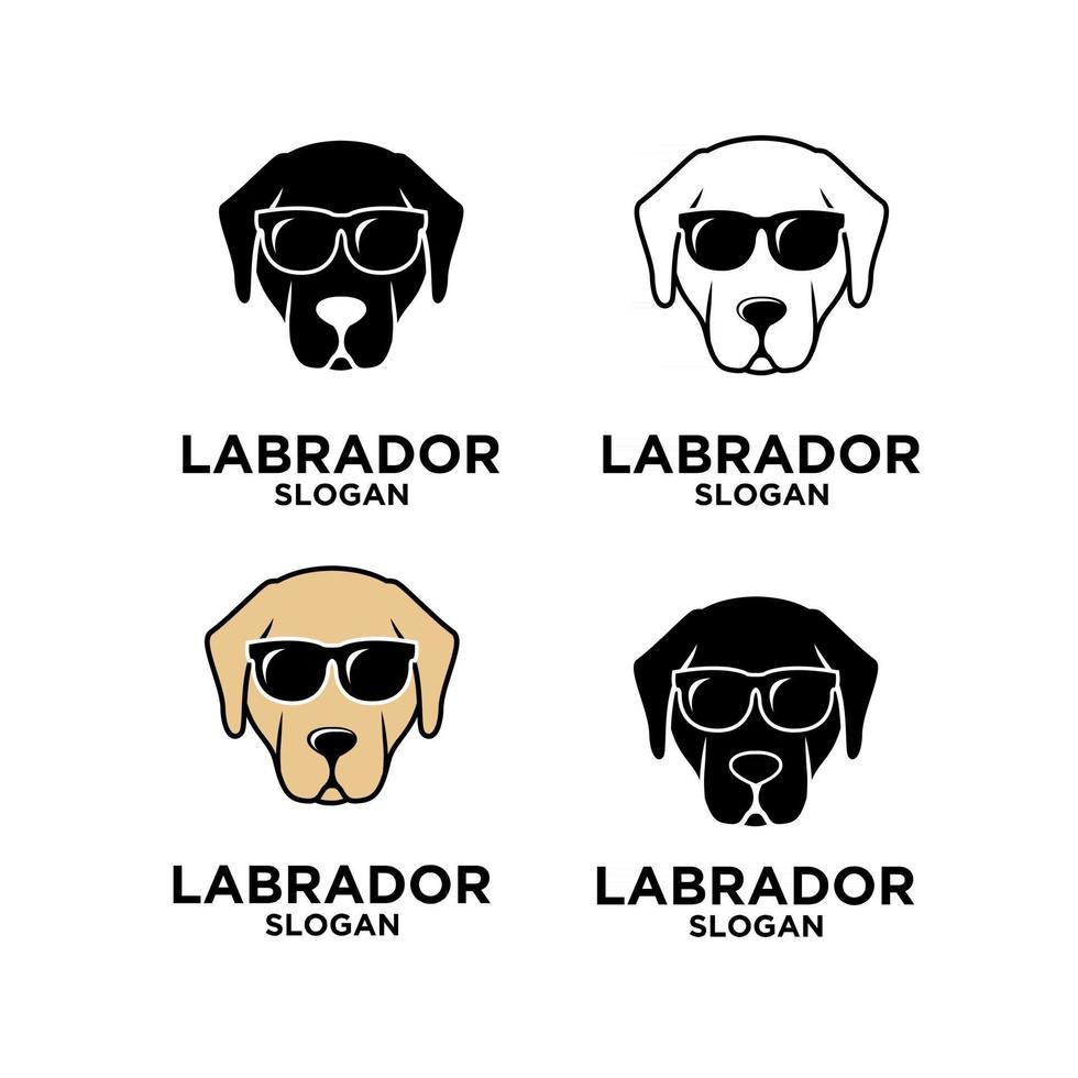 ställa in samling labrador retriever hund huvud logo ikon design vektor