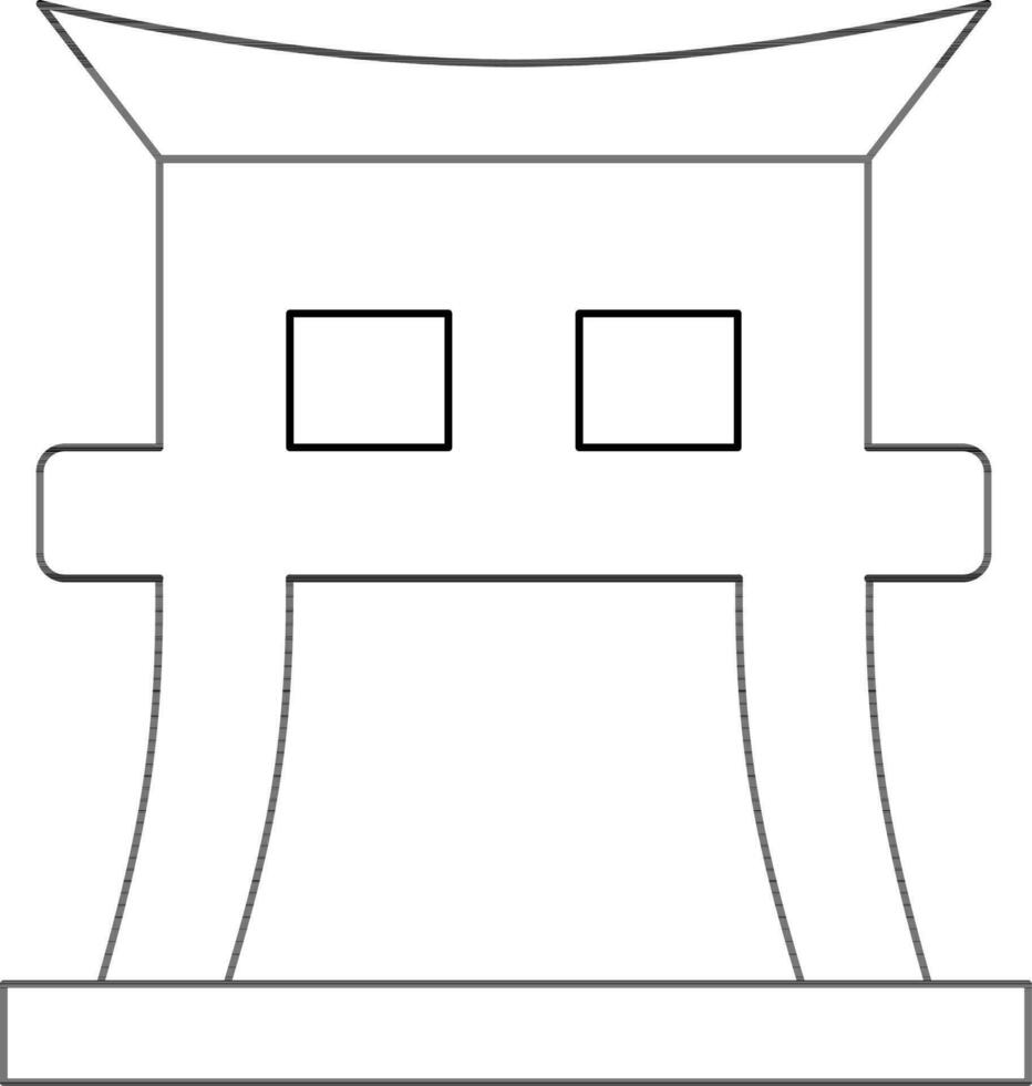 shinto eller toriien Port ikon i svart tunn linje. vektor