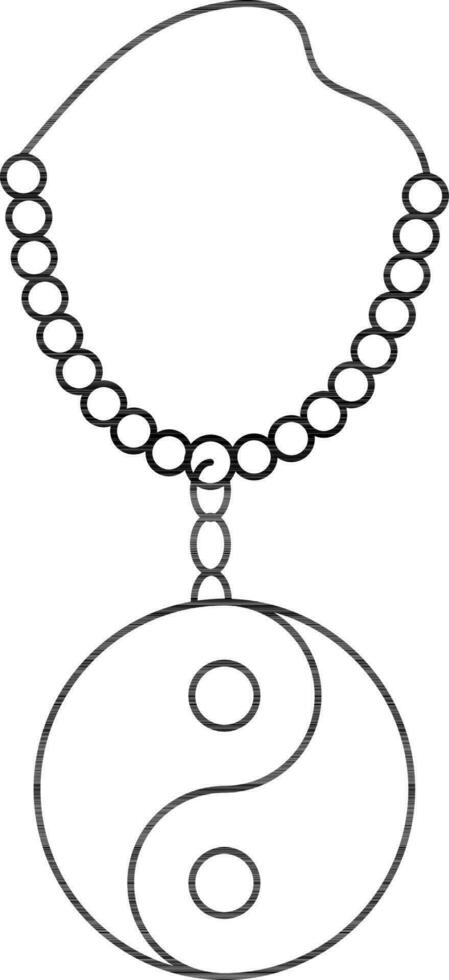 Taoismus Halskette Symbol im schwarz Linie Kunst. vektor